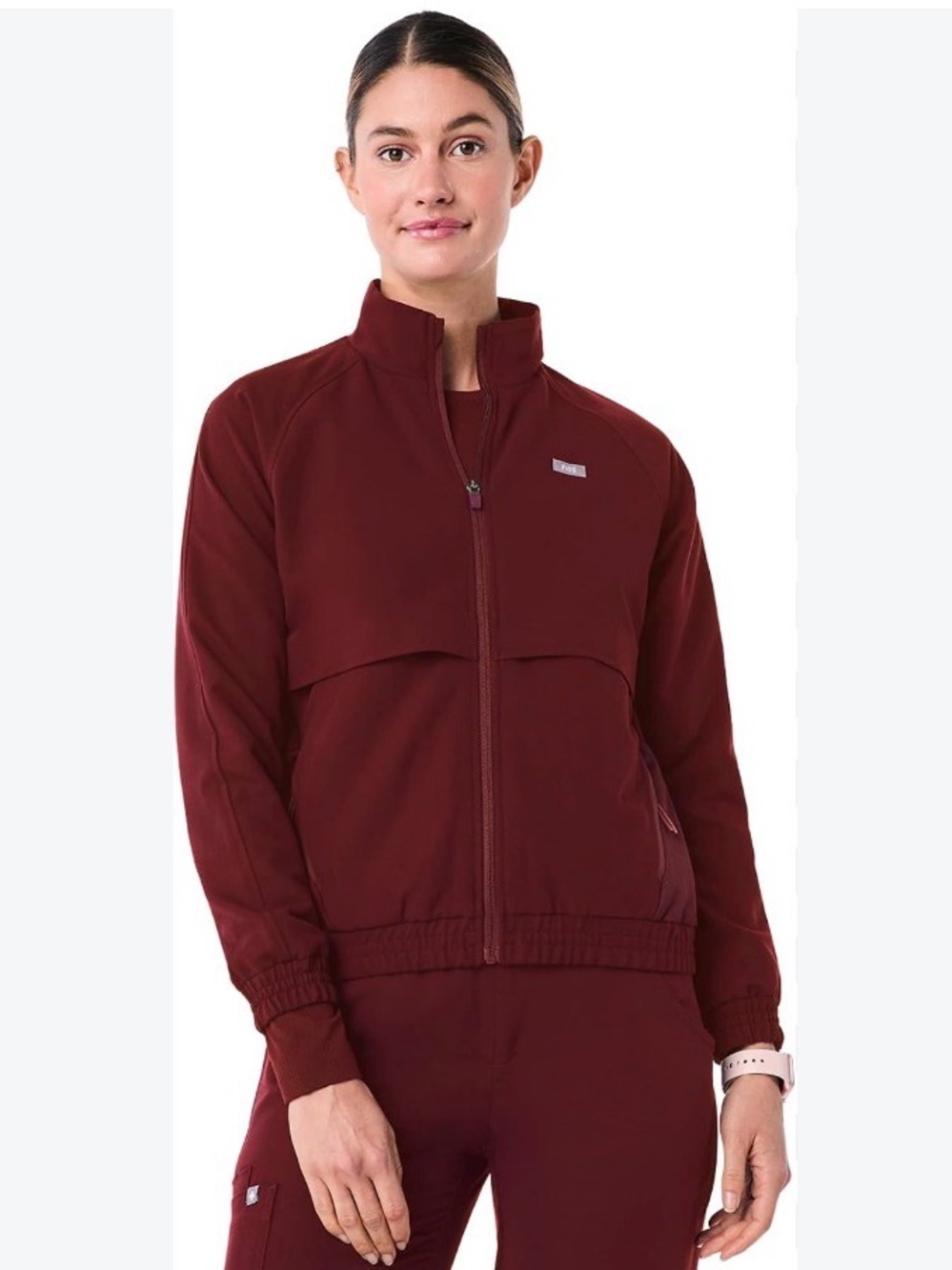 FIGS Technical Collection Jacket Womens XS Maroon Full Zip Mesh Trim